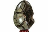 Septarian Dragon Egg Geode - Black Crystals #111227-2